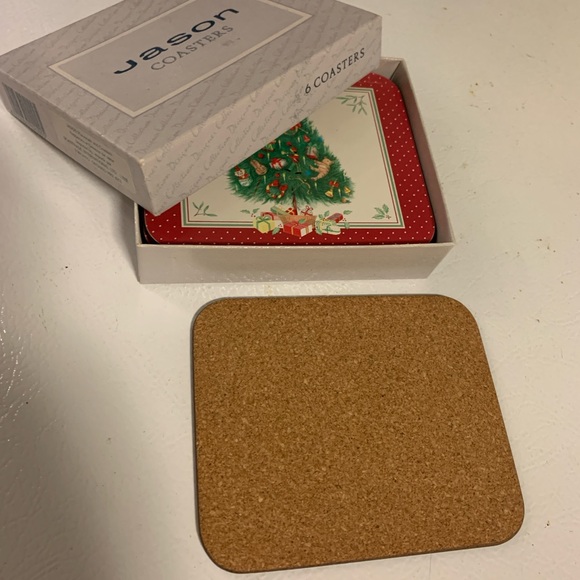 Christmas Tree Jason Products Ltd Cork Designer Collection 6 Coasters 4.5" - Picture 4 of 4